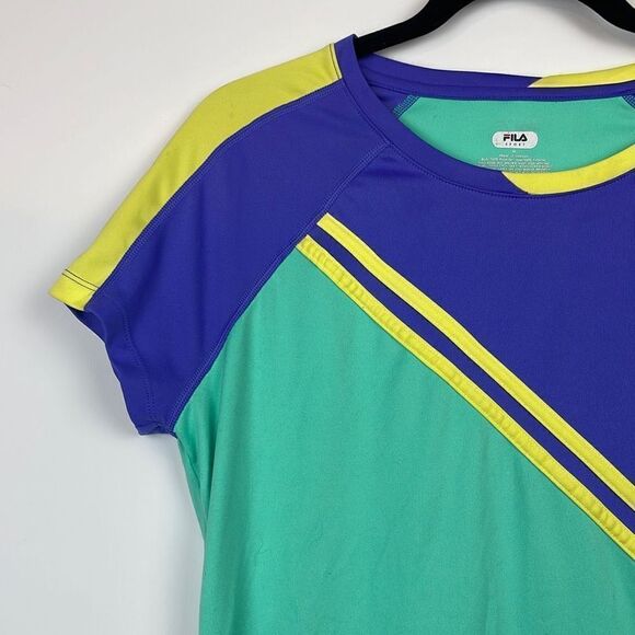Fila Women's Colorblock Round Neck Short Sleeve Athletic Top Multi-Color Medium - Picture 3 of 7
